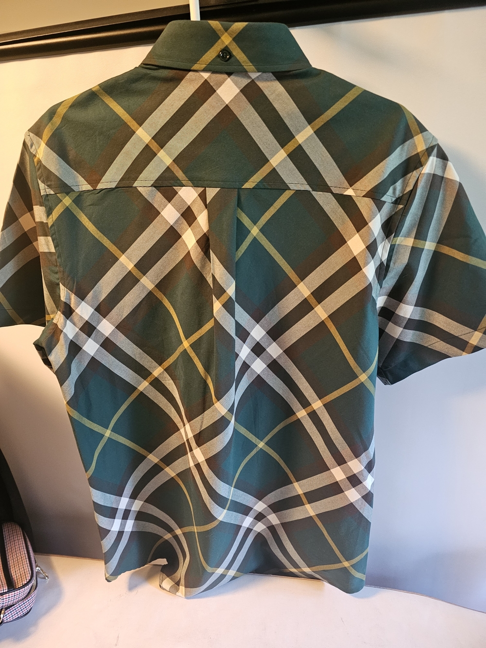 Burberry Green and Yellow Plaid Short Sleeve Button-Down Shirt - Picture 2 of 6